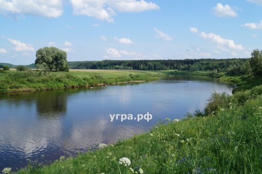 Дома в деревне Якшуново у реки Угра